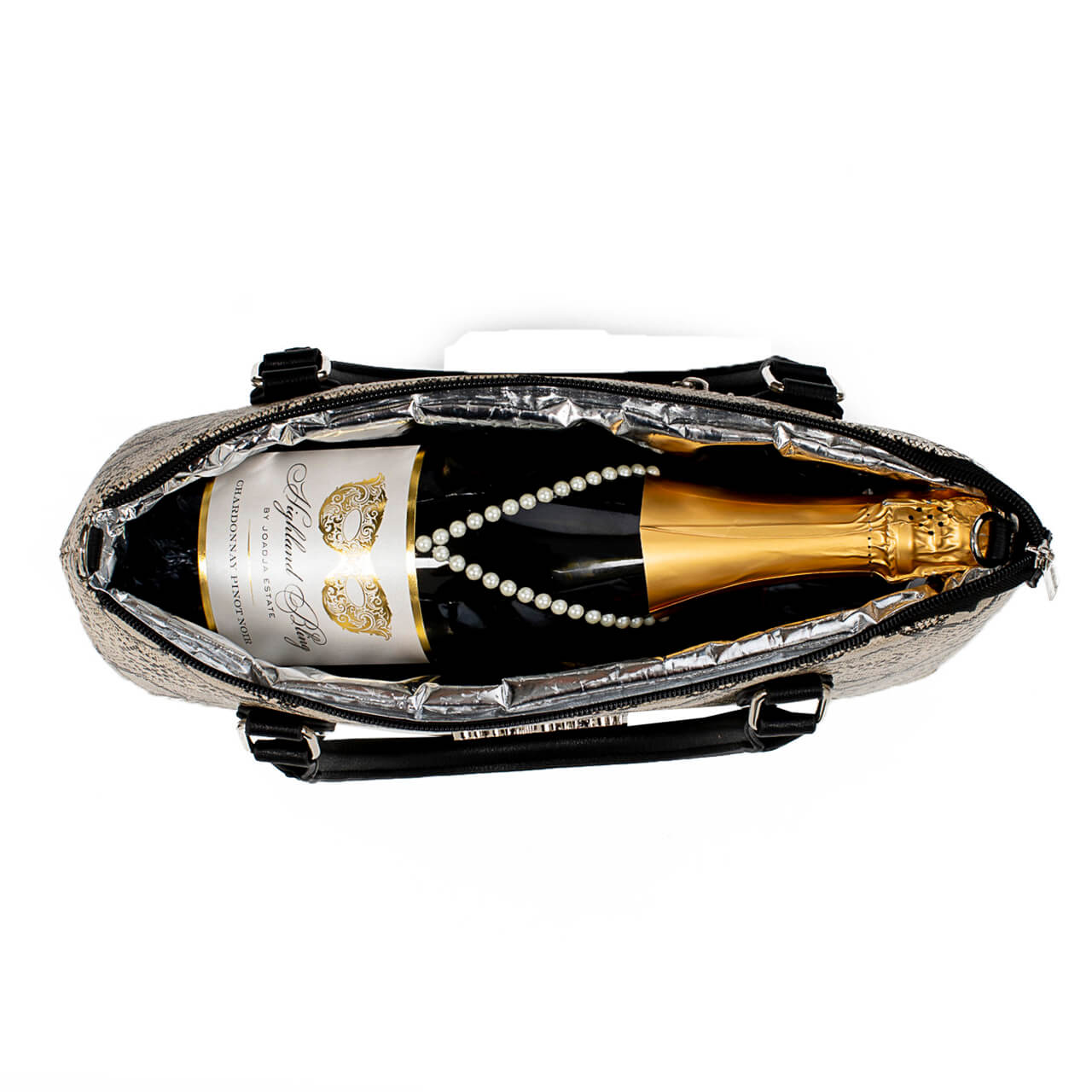 Cynthia Cool Clutch (Black/Cream Snake Skin) Cooler bags - Cool Clutch cooler bag handbag insulated wine lunch handbags