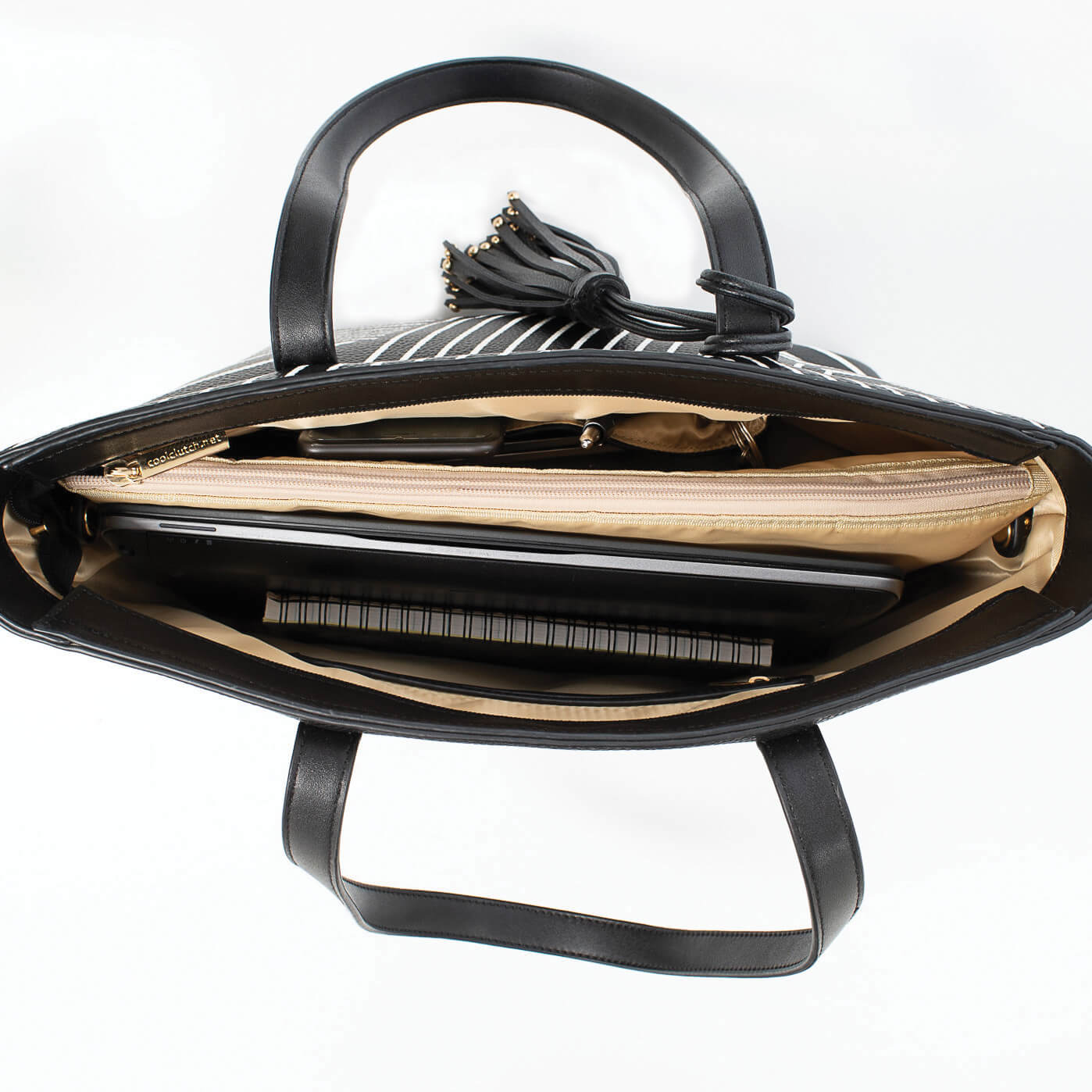 Michelle Cool Clutch (Black & White Stripe) Cool Shoulder Handbag - Cool Clutch cooler bag handbag insulated wine lunch handbags