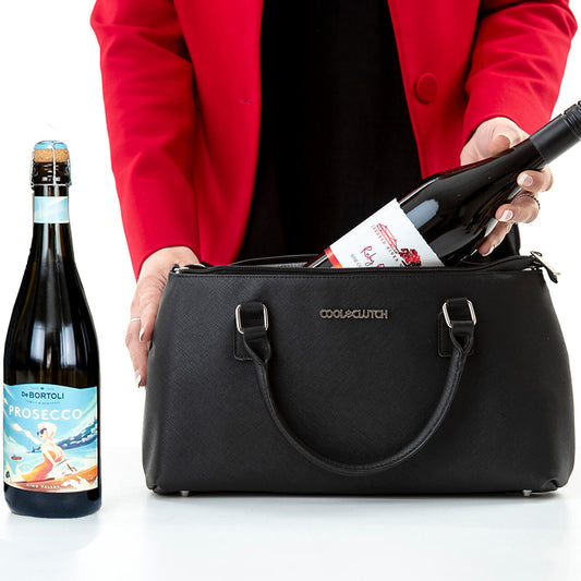 Amy Cool Clutch (Black) 2 Bottle Cooler bag - Cool Clutch cooler bag handbag insulated wine lunch handbags