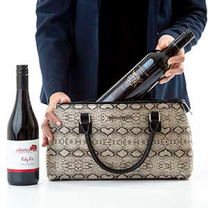 Cynthia Cool Clutch (Black/Cream Snake Skin) 2 Bottle Cooler bag - Cool Clutch cooler bag handbag insulated wine lunch handbags
