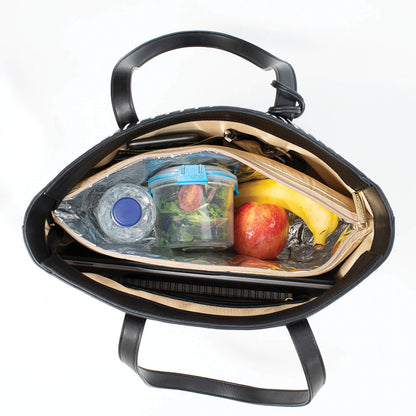 Michelle Cool Clutch (Black & White Stripe) Cool Shoulder Handbag - Cool Clutch cooler bag handbag insulated wine lunch handbags