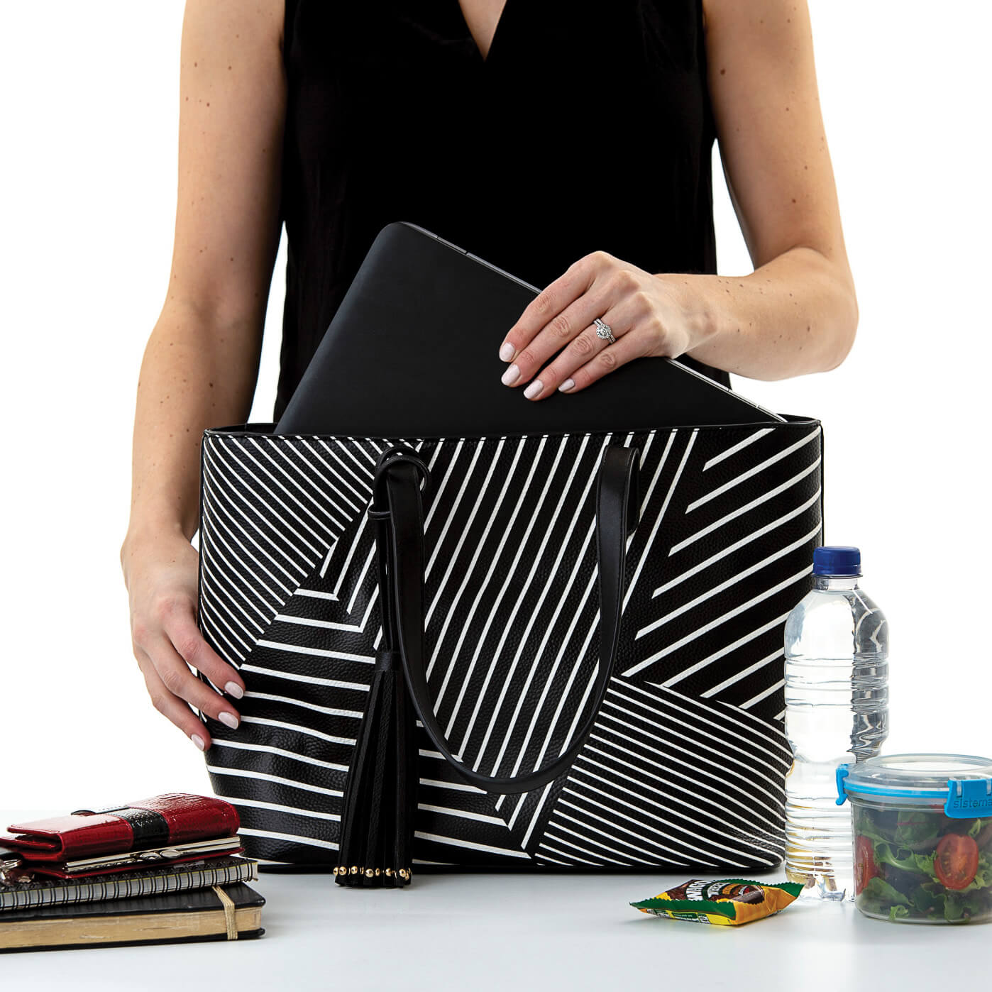 Michelle Cool Clutch (Black & White Stripe) Cool Shoulder Handbag - Cool Clutch cooler bag handbag insulated wine lunch handbags