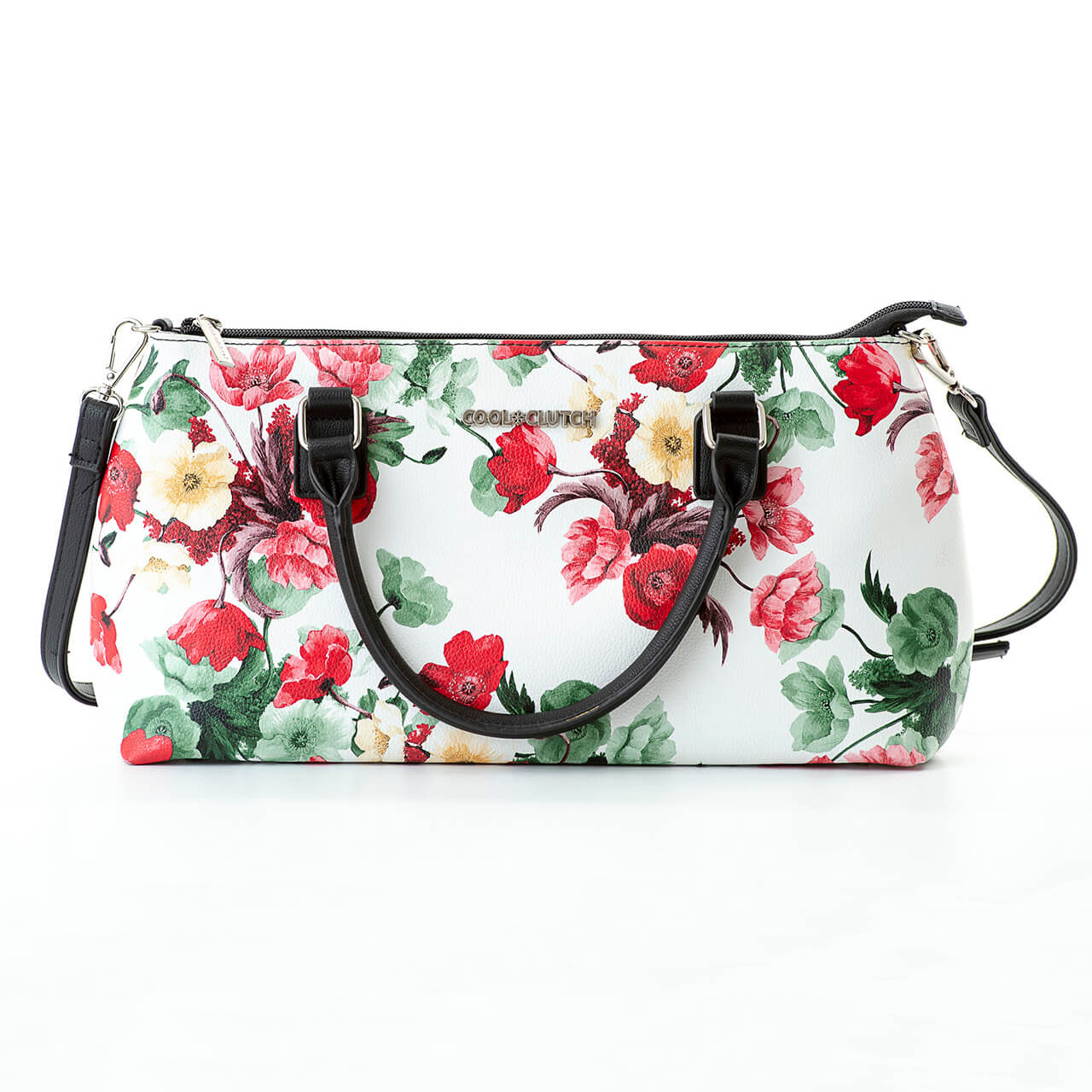 Rosemary Cool Clutch (Green & Red Flowers) Cooler bags - Cool Clutch cooler bag handbag insulated wine lunch handbags