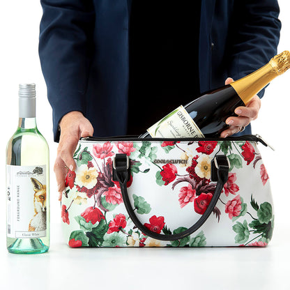 Rosemary Cool Clutch (Green & Red Flowers) Cooler bags - Cool Clutch cooler bag handbag insulated wine lunch handbags